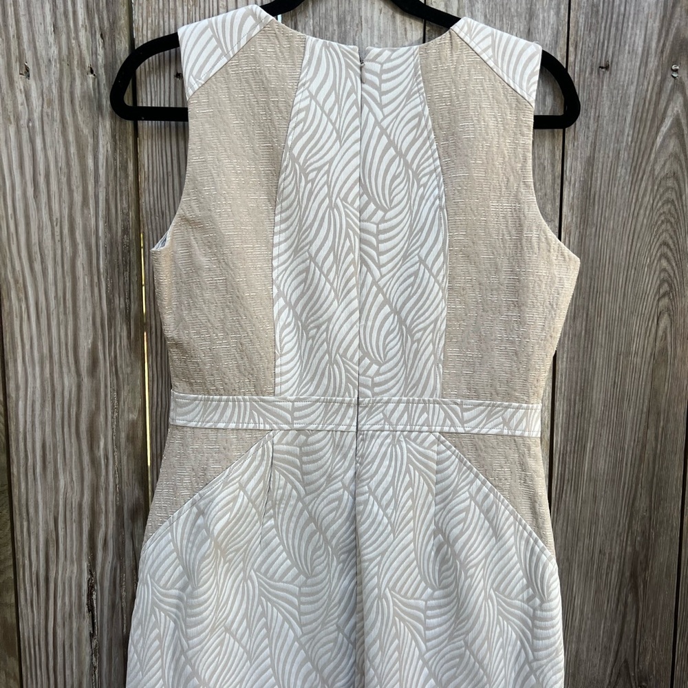 DANA BUCHMAN Beige and Cream Sleeveless Dress Women’s 6 - Picture 12 of 13